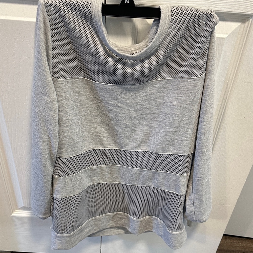 Yogalicious Heather Gray Mesh Panel Sweater